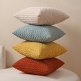 thumbnail image 1 of 4-Pack Neutral Throw Pillow Covers 18x18 Inch, Soft Plush Striped Corduroy Cushion Cases, Rustic Farmhouse Boho Decor for Living Room Couch Bed Sofa, 1 of 5