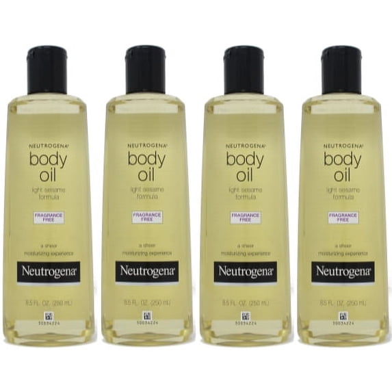4 Pack Neutrogena Body Oil Fragrance Free Light Sesame Formula 8.5 Ounce