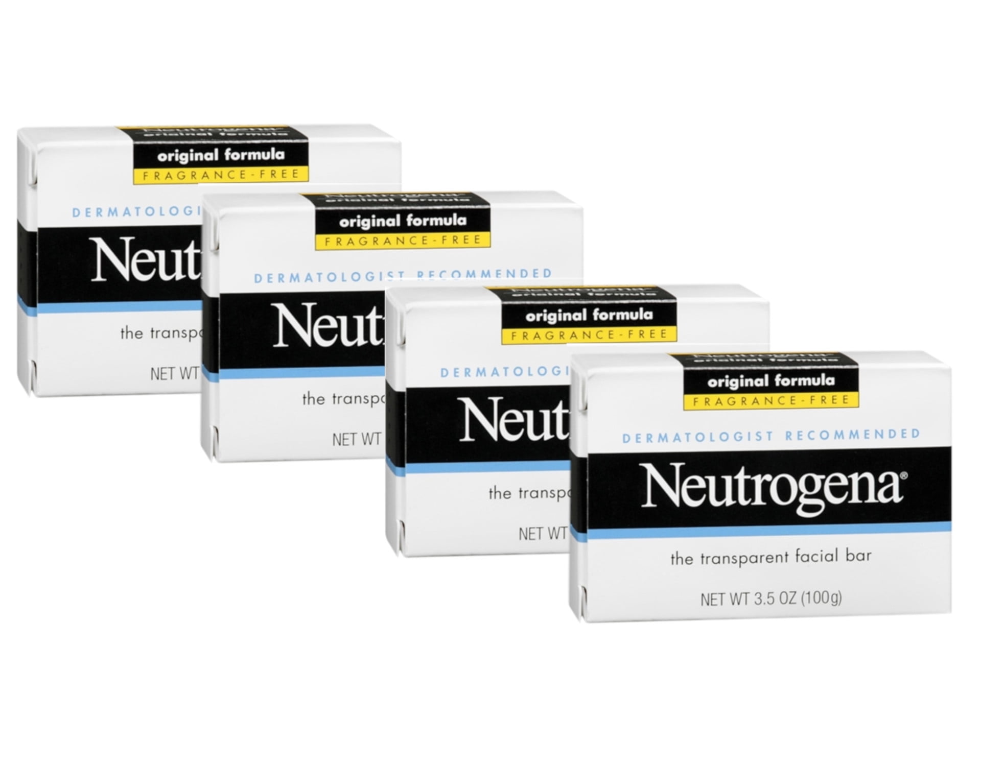4 Pack - Neutrogena Facial Bar Fragrance Free 3.50 oz Each