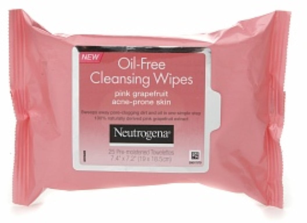 4 Pack Neutrogena OilFree Cleansing Wipes for Acne Prone Skin, Pink