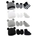 thumbnail image 1 of 4 Pack Newborn Baby Hats Mittens Set for Boys Girls Hospital Hat Beanie Infant Caps Baby Gloves Socks for 0-6 Months, 1 of 5