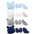 thumbnail image 1 of 4 Pack Newborn Baby Hats Mittens Set for Boys Girls Hospital Hat Beanie Infant Caps Baby Gloves for 0-6 Months, 1 of 6