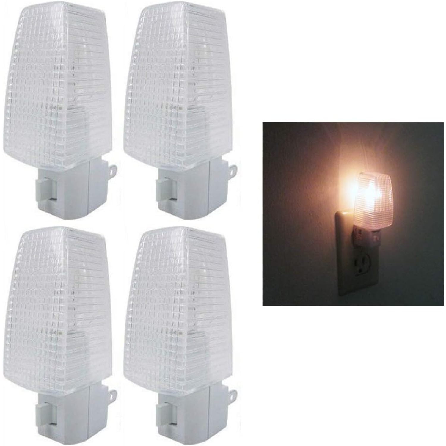 4 Pack Night Lights On Off Switch Bright White Light Nite Wall Plug ...