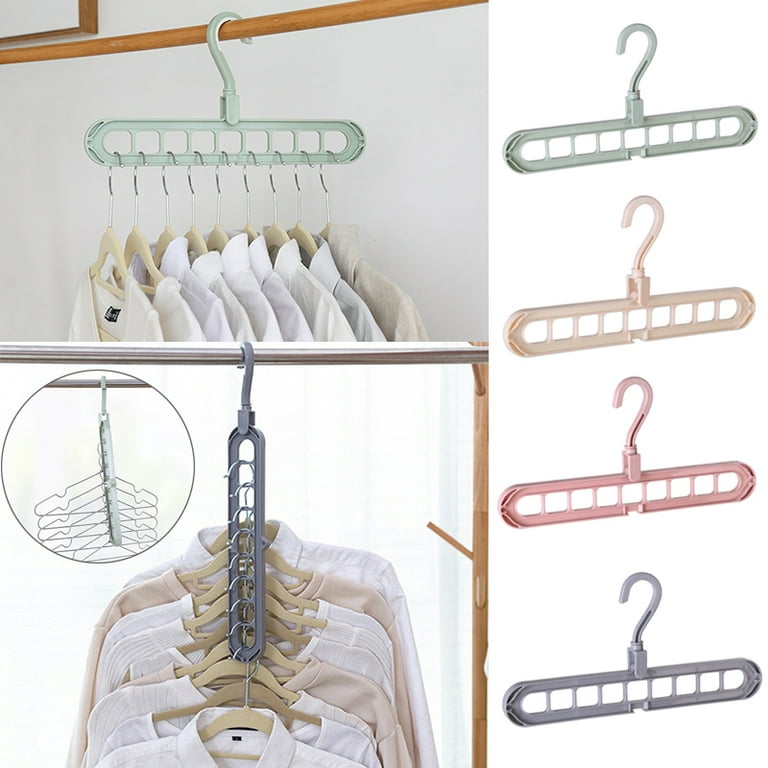 4 Pack Nine-hole Hanger Multi-Fold Space Saving Hanger - Magic Hanger - Gray, Size: 13.2