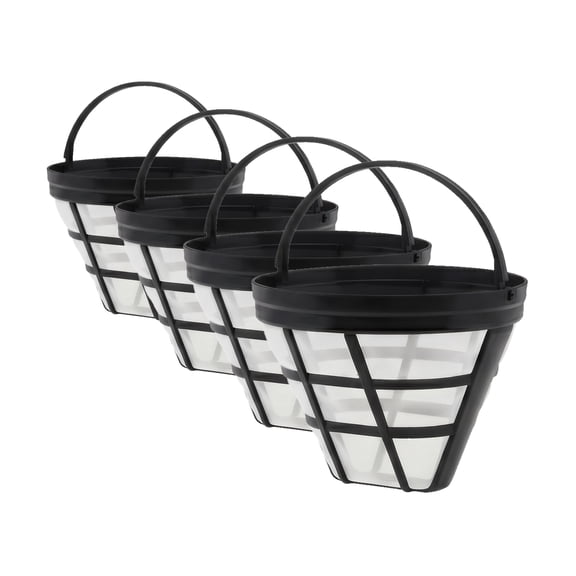 4 Pack No.4 Reusable Permanent Cone Coffee Filters 8-12 Cup, Stainless Steel Mesh Replacement Filter, BPA Free, Fits Cuisinart & Ninja Coffee Makers, Dishwasher Safe