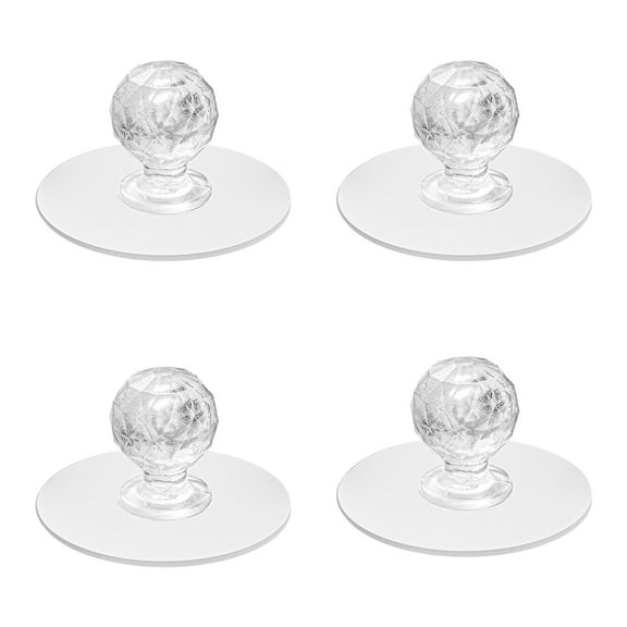4-Pack of No-Drill Concealed Cabinet Door Handles， Diamond Crystal Shaped Pulls Handles for Wardrobe Kitchen Cupboard Bathroom Dresser Furniture Door Window Adhesive Drill Stick Push Pull