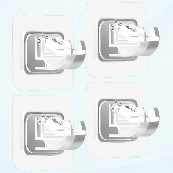 4-Pack No-Drill Curtain Rod Brackets No-Drill Curtain Rod Brackets Self-Adhesive Curtain Rod Hooks Nail-free Adjustable Curtain Hooks, No Screw Damage Stick to Wall Window Curtain Rod Brackets