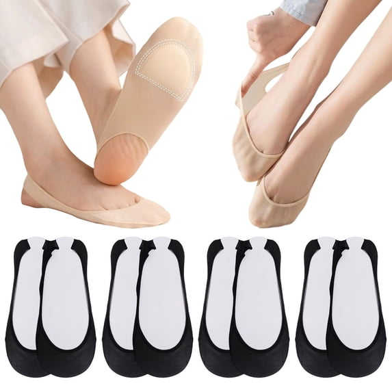4‑Pack No Show Socks Women JIANLAI Cotton Silk Socks Low Cut Liner Non Slip Invisible sock Ice Feeling socks for Flats Sneaker 4-6 pack
