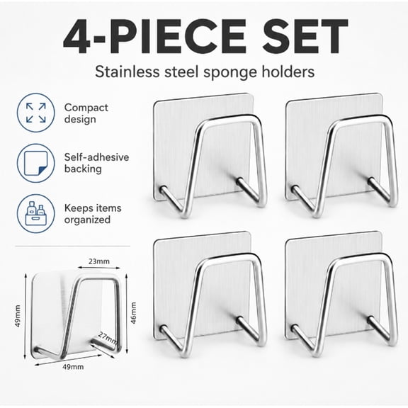 4 Pack Kitchen Sponge Holder, Sink Wire Drain Rack for Sponge, Scrubber and Soap Storage, TIKA