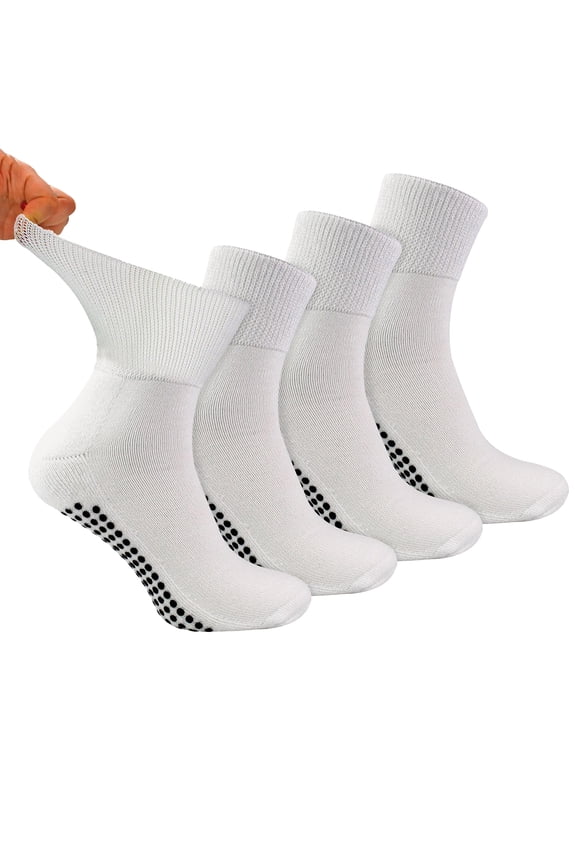 4 Pack Non Slip Diabetic Ankle Socks | Dr.Socks | Wide Bamboo Socks With Grips