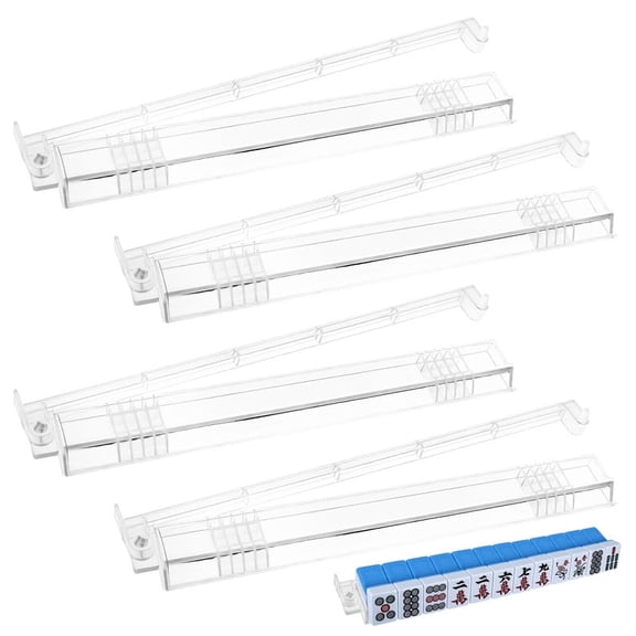 4-Pack Non-Slip Mahjong Racks with Pushers Clear Acrylic Racks, American Mahjong Accessories Gift-Ready Mahjong Gifts (Clear)