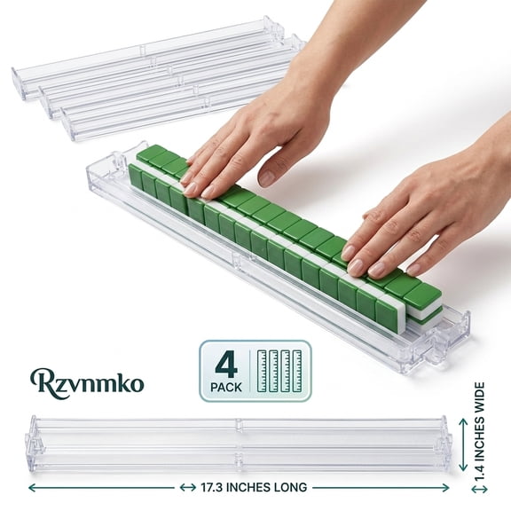 4-Pack Non-Slip Mahjong Racks with Pushers Clear Acrylic Racks, American Mahjong Accessories Gift-Ready Mahjong Gifts (Clear)