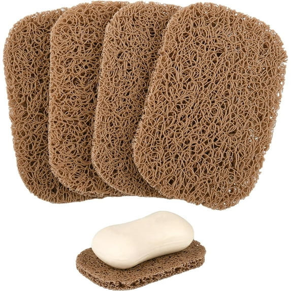 FacoFaco 4 Pack Non-Slip Soap Holder Pad for Kitchen Bathroom (Coffee)