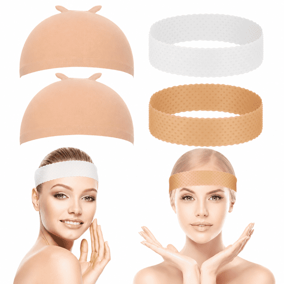 4 Pack Non-slip Silicone Wig Grip Band, Seamless Wig Headband with Stretch Wig Cap for Yoga Sports