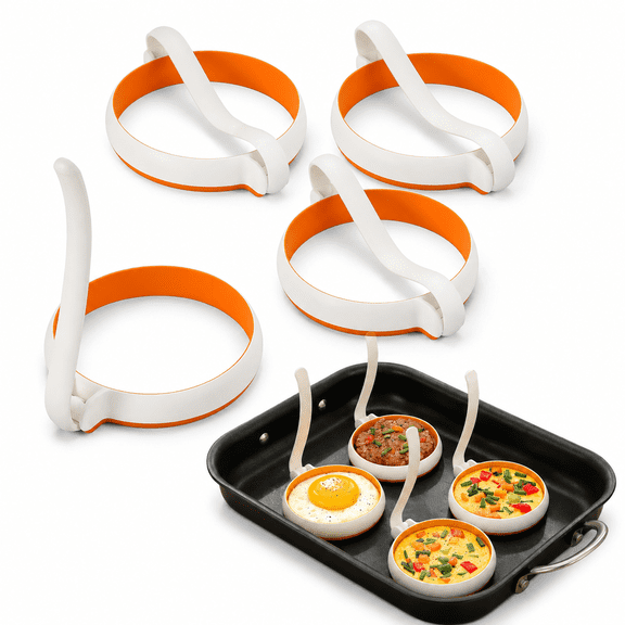 4-Pack Nonstick Silicone Fried Egg and Pancake Cooking Rings