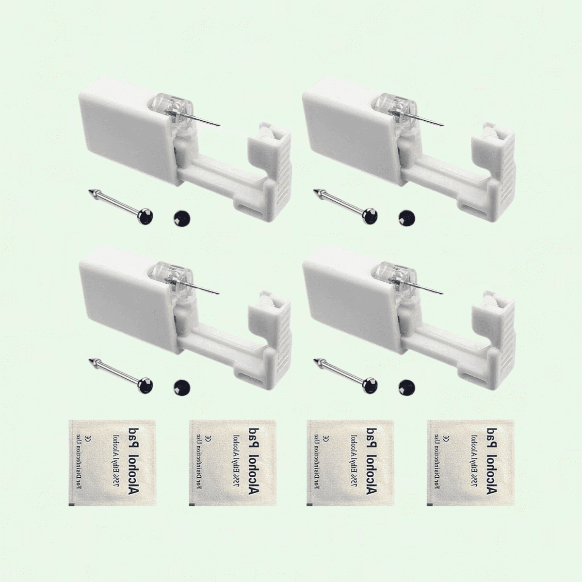 4 Pack Nose Piercing Kit, Disposable Safe Sterile Piercing Gun, Self