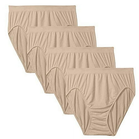 Bali Women`s Comfort Revolution Microfiber Seamless Hi Cut Panty (Pack of 4) 4 Nude