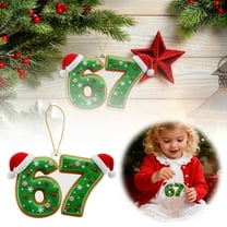 4 Pack Number 67 Christmas Ornaments, 2D Acrylic Flat Hanging Decoration, 67th Birthday Anniversary Commemorative Pendant, Holiday Tree Baubles for Party Celebration, Multicolor, 3.15 Inch