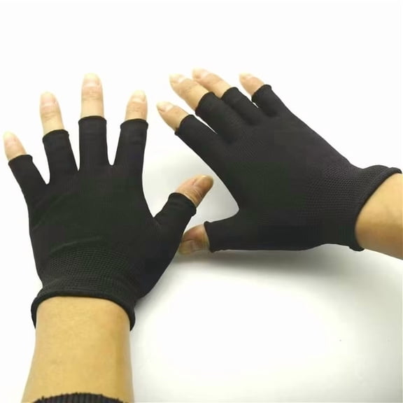 4 Pack Nylon Knit Fingerless Outdoor Work Gloves, Machine Washable - Essential Protective Gear for New Year and Christmas, Unisex for Driving, Fishing and Golf