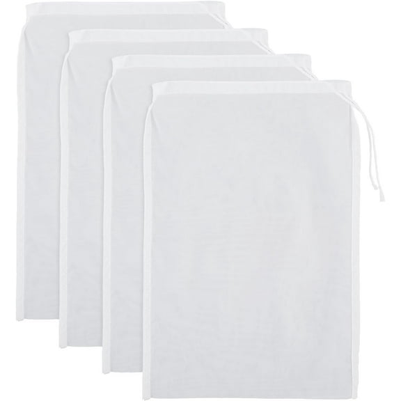 4 Pack Nylon Nut Milk Bag Fine Mesh Cheese Cloth Multiple Usage Reusable Food Strainer Professional Cold Brew Filter for Straining Juice Coffee Yogurt Tea