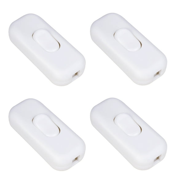 4 Pack OHLGT Inline Cord Switch On/Off Lamp Control Appliance Switch AC120V 10A, 250V 6A Suitable for Appliance or Bedroom Table Lamp Desk, etc(White)