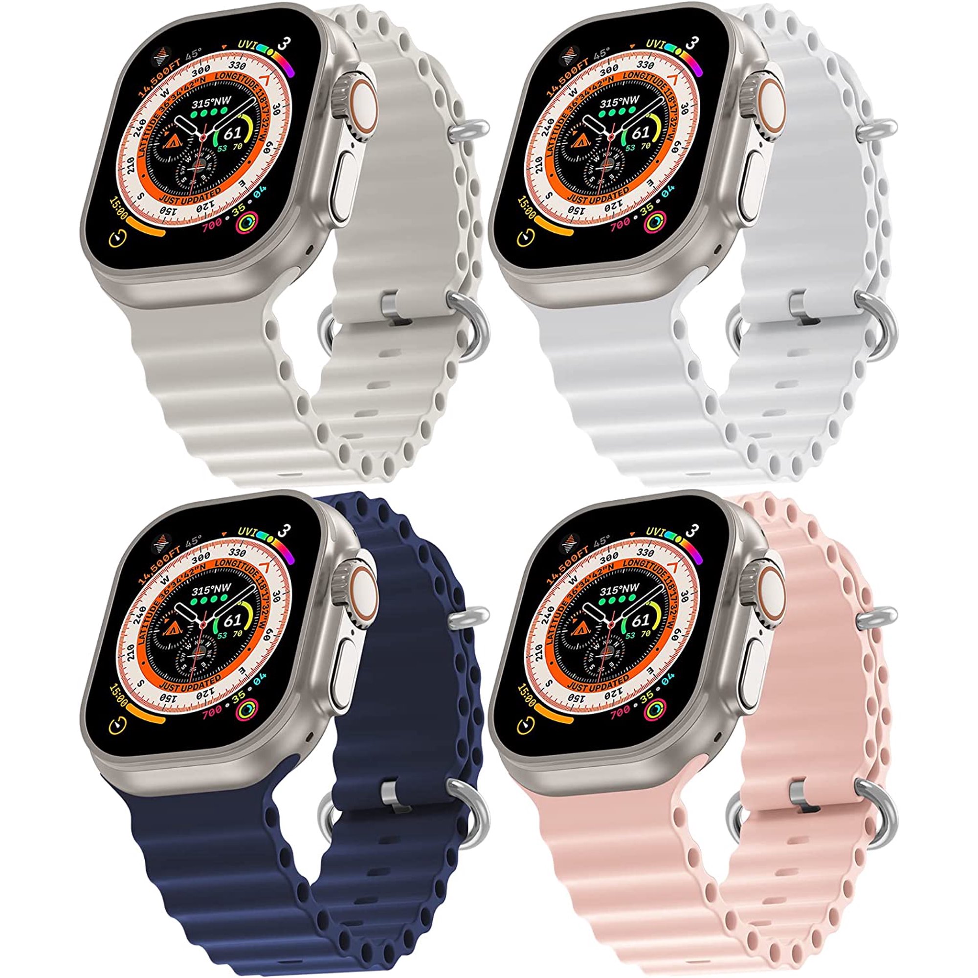 Designer Band with Charms Decor Compatible with Apple Watch Band 38mm 40mm  41mm 42mm 44mm 45mm 49mm Women Men, Stylish Silicone Sport Wristbands for  iWatch Series 8 7 6 5 4 3