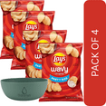 thumbnail image 1 of 4 Pack Of Lay’s Wavy Original Potato Chips – 13 oz Party‑Size Bag, Gluten‑Free & No MSG, With Olive Green Bowl By ValueNest, 1 of 6