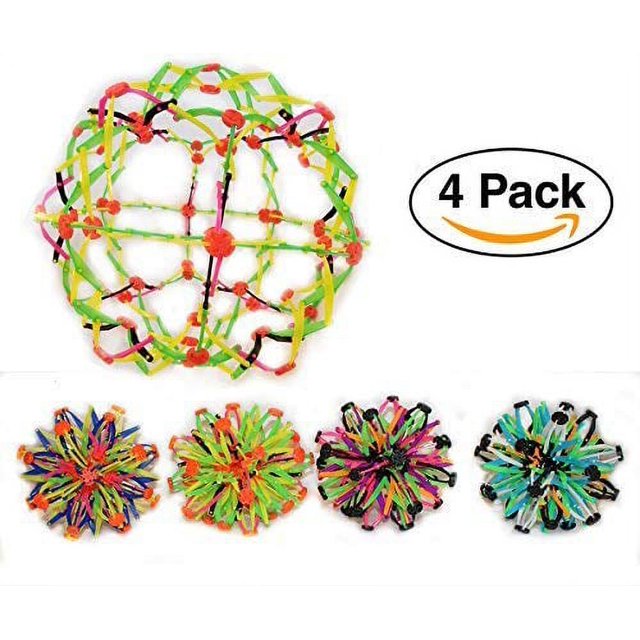 4 Pack Of Stretchable Expanding MultiColor Sphere Ball Toys, Great For