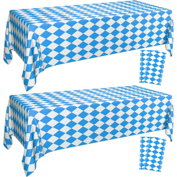 4 Pack Oktoberfest Tablecloths - Blue and White Checkered Tablecloth Beer Table Cloths Rectangular Oktoberfest Table Covers for German Oktoberfest Decorations Supplies, 50.4" x 108.3"
