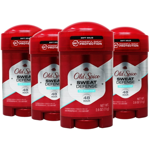 4 Pack - Old Spice Sweat Defense Antiperspirant and Deodorant Soft Solid for Men, Pure Sport Plus, 2.6 oz