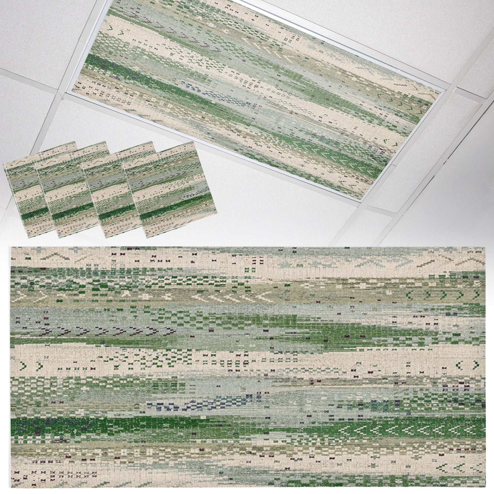4 Pack Olive Green Fluorescent Light Covers for Ceiling Lights Bohemian ...