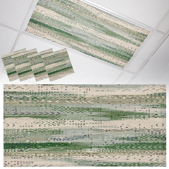 4 Pack Olive Green Fluorescent Light Covers for Ceiling Lights Bohemian ...