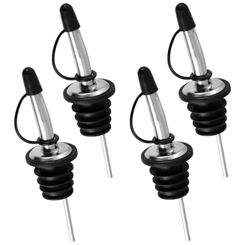 4-Pack Olive Oil Dispenser Spouts,Liquor Bottle Pourers,Stainless Steel Pour Spout with Dust Caps