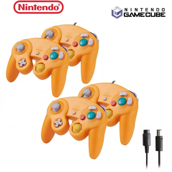 4 Pack Orange Wired NGC Game Controllers for Gamecube Console