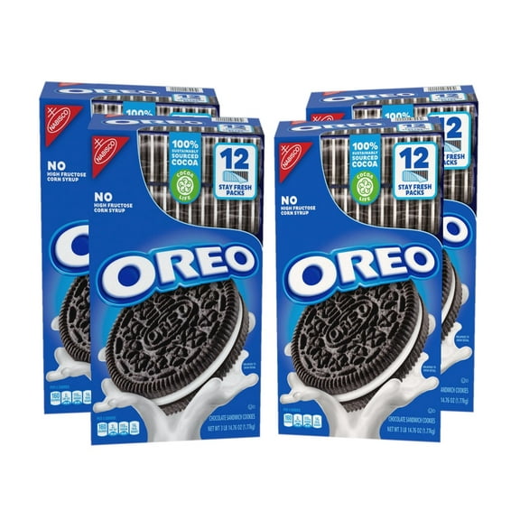 4 Pack | Oreo Chocolate Sandwich Cookies, Stay Fresh Packs, 12 Count