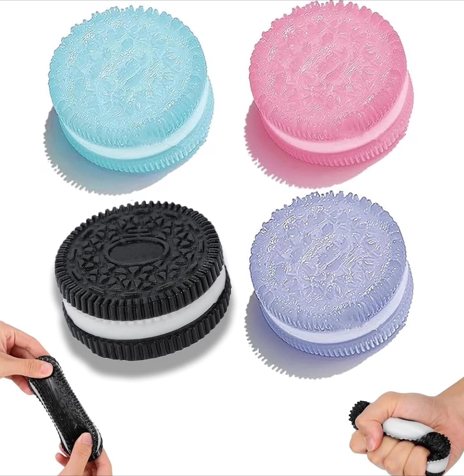 4-Pack Oreo Shaped Slow Rising Squishy Toys, Stress Relief Squeeze Fidget Toys , 4 Colors
