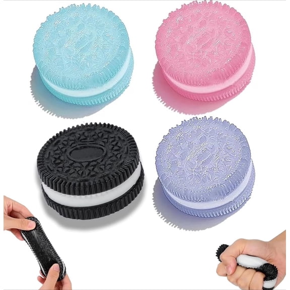 4-Pack Oreo Shaped Slow Rising Squishy Toys, Stress Relief Squeeze Fidget Toys , 4 Colors
