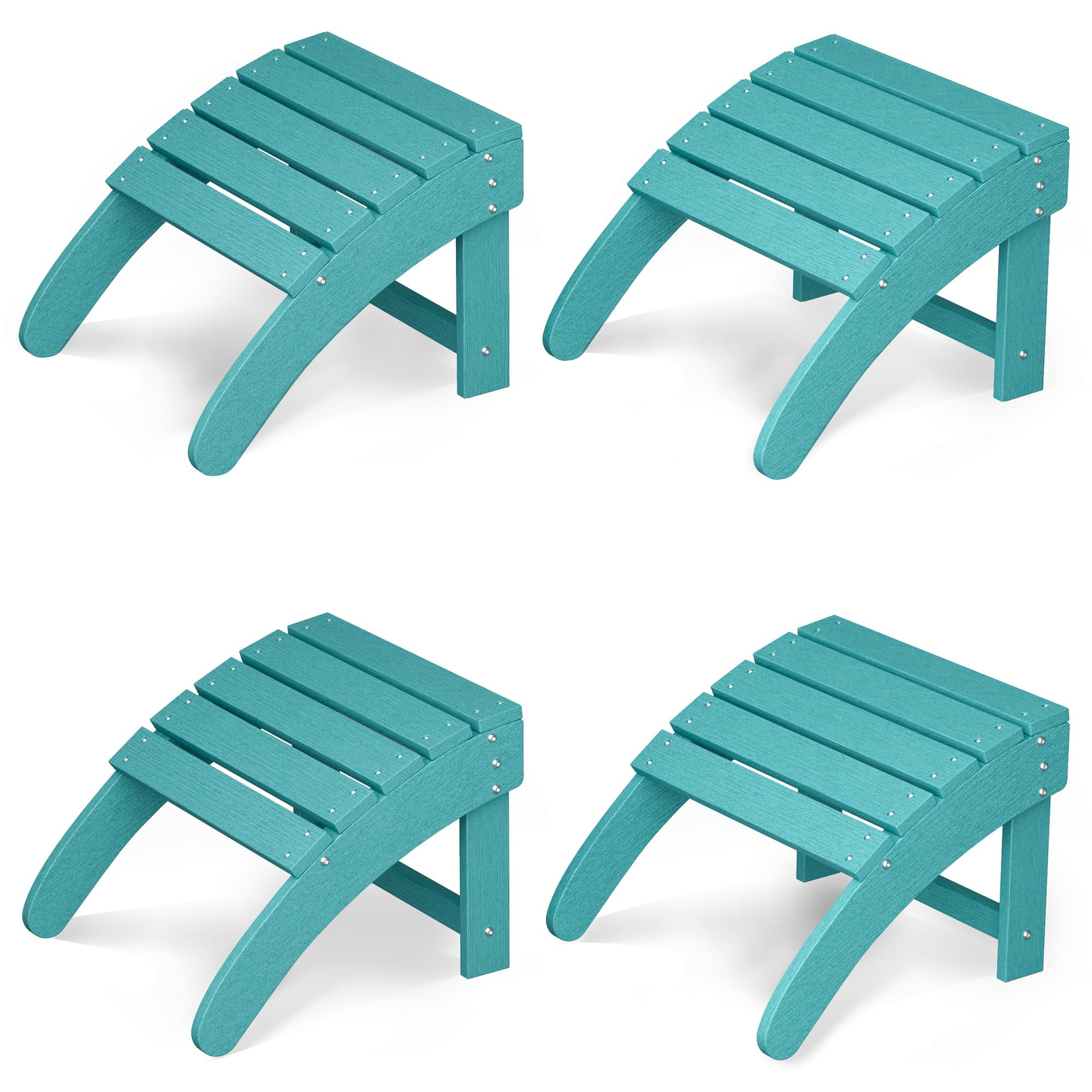 4 Pack Ottoman for Adirondack Chair, Weather Resistance HDPE Adirondack Ottoman Footrest for Outside, Porch, Pool, Lawn, Backyard, Blue