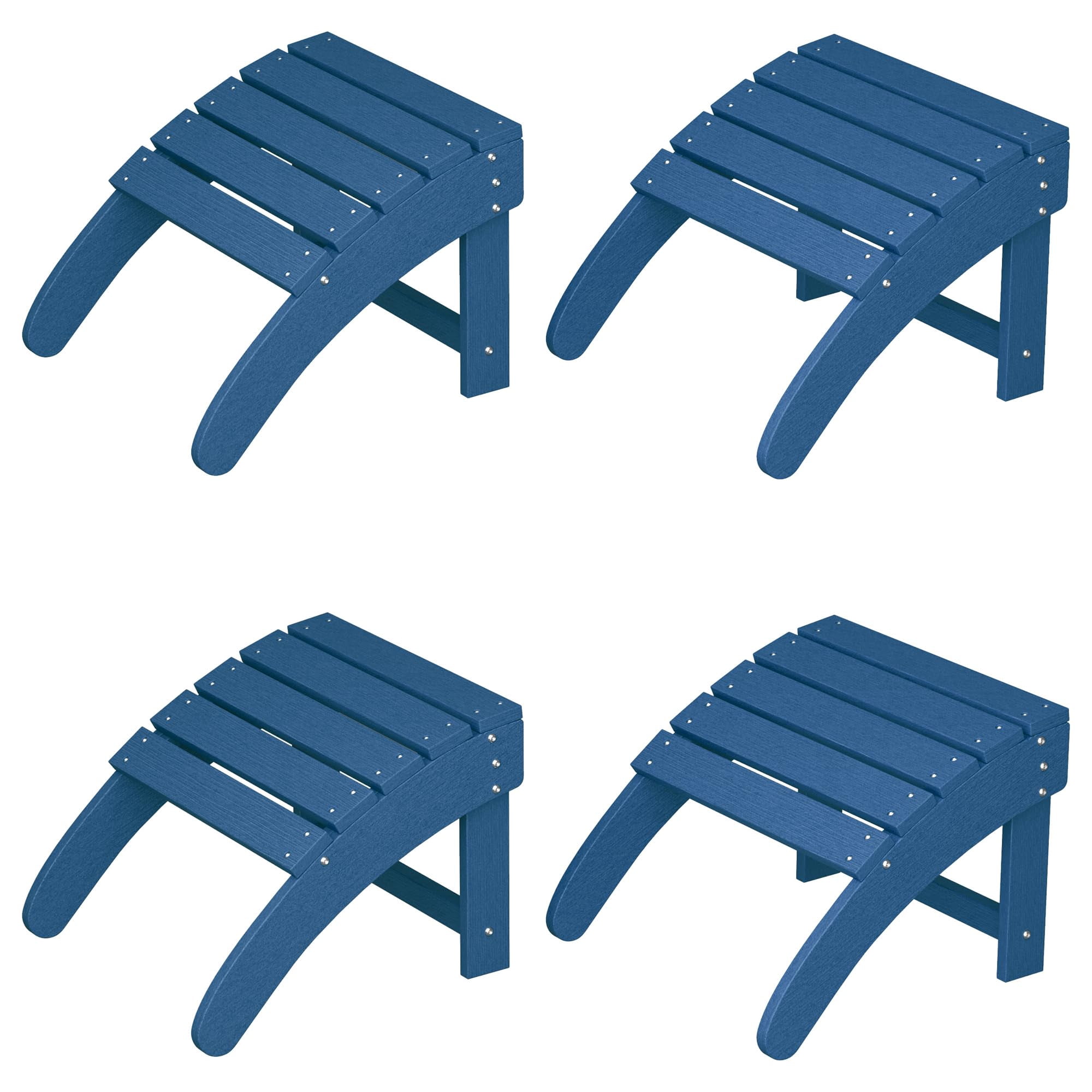 4 Pack Ottoman for Adirondack Chair, Weather Resistance HDPE Adirondack Ottoman Footrest for Outside, Porch, Pool, Lawn, Backyard, Navy Blue