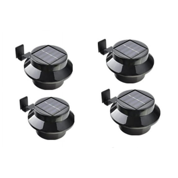 4 Pack Oudoor Solar Gutter Lights Waterproof Sun Power Smart Solar Led Gutter Night Utility Security Light, Black