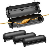 4 Pack Outdoor Extension Cord Safety Cover with Waterproof Seal, Weatherproof Power Cord Cover, Protect Outdoor Outlet, Christmas Holiday Decoration Light - Black