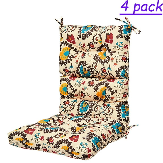 4 Pack Outdoor/Indoor High Back Chair Cushions Deep Seat Patio Seat and Back Cushion Stuffed High Rebound Foam Rocking Chair Cushions