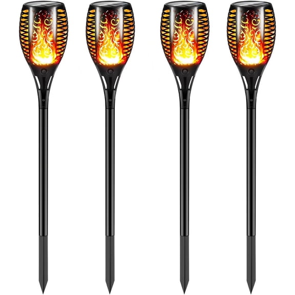 4 Pack Outdoor Solar Flame Light,Solar Lights Outdoor for Garden Decorations with Flickering Flame,IP65 Waterproof Solar Powered Yard Lights Torch Light for Lawn Patio Pathway (Warm White)