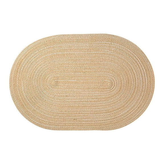 4-Pack Oval Braided Placemats - 17.7" Heat-Resistant Woven Table Mats for Dining, Non- Washable Place Mats for Indoor/Outdoor Use - Farmhouse & Boho Style