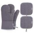 thumbnail image 1 of 4 Pack Oven Mitts and Pot Holders Set, 482F Heat Resistant Oven Mit Gloves Hot Pads for Kitchen Cooking Grill,Gray, 1 of 8