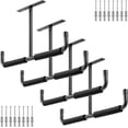 thumbnail image 1 of 4 Pack Overhead Garage Storage Hooks Heavy Duty Ceiling Mount Hangers Double T-Bar Steel Ladder Rack Space Saving Utility for Bike, Lumber, Pipe, Fishing Rod, Sports Equipment, Black, 1 of 4