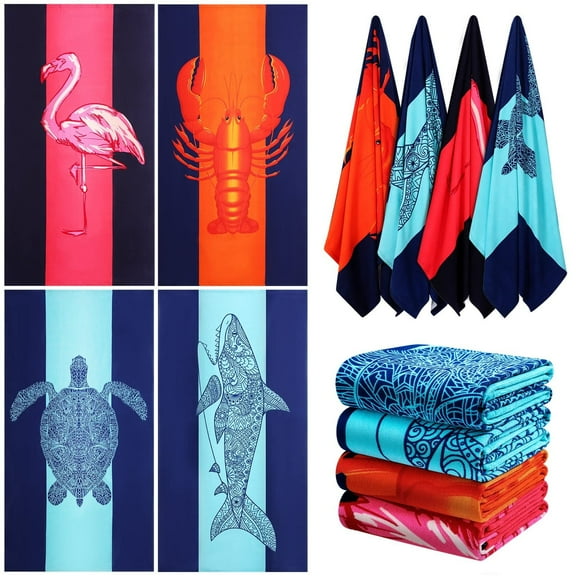 4 Pack Oversized Beach Towel Set - 72"x36" Extra Large Big Microfiber Beach Towel Blanket Clearance , Sand Free Quick Dry Super Absorbent Soft Travel Swim Towels Gift for Women Men Adults