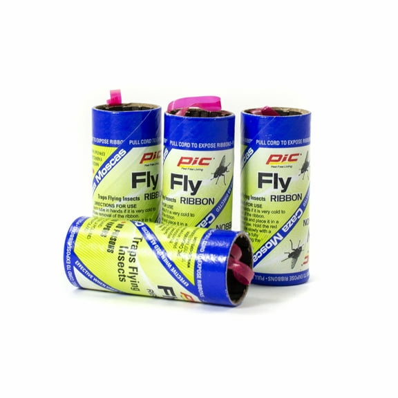 4 Pack PIC Fly Ribbons Attracts and Traps Flying Insects No Mess