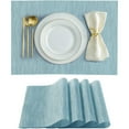 thumbnail image 1 of PVC Woven Placemats - Heat-Resistant, Non-Slip Table Mats Set in 5 Colors (Beige/Coffee/Green/Blue/Silver) - 17.7"x11.8" Washable Vinyl Place Mats for Dining Table Protection, 1 of 6