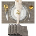 thumbnail image 1 of PVC Woven Placemats - Heat-Resistant, Non-Slip Table Mats Set in 5 Colors (Beige/Coffee/Green/Blue/Silver) - 17.7"x11.8" Washable Vinyl Place Mats for Dining Table Protection, 1 of 6